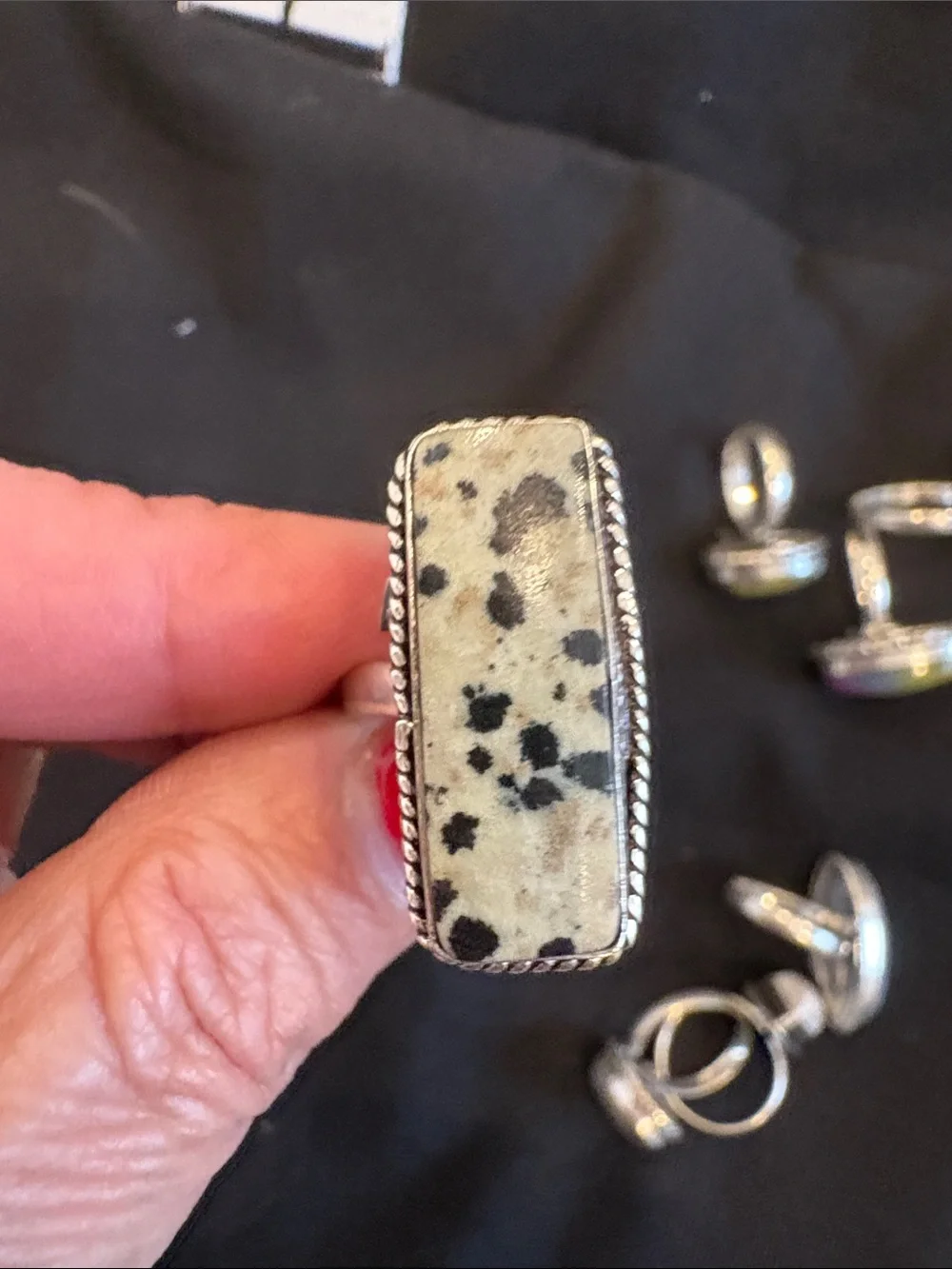 9 New Handcrafted Natural Multi-Stone Adjustable Cocktail Rings 925 Silver - Picture 4 of 13